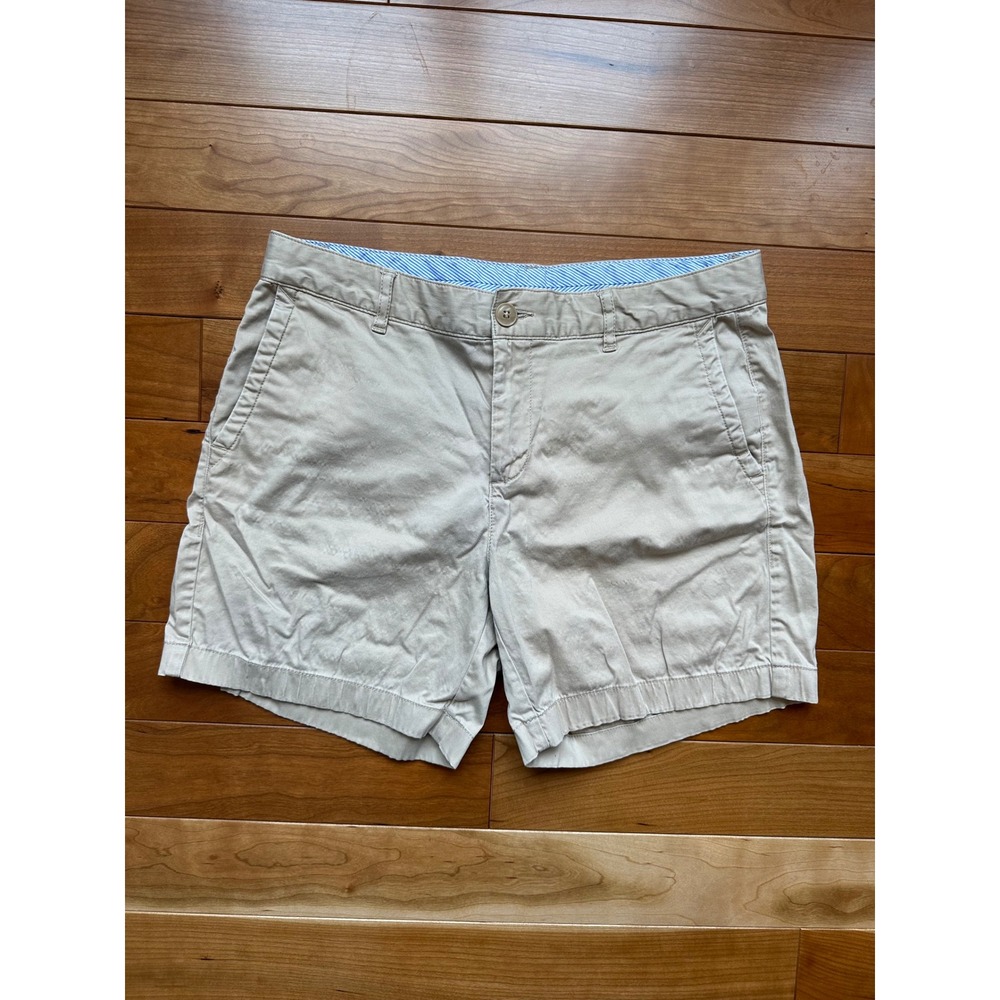 LL Bean Favorite Fit‎ Chino Shorts Khaki Tan Women Size 8 Regular Cotton Blend